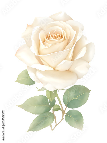 white rose watercolor isolated on transparent background