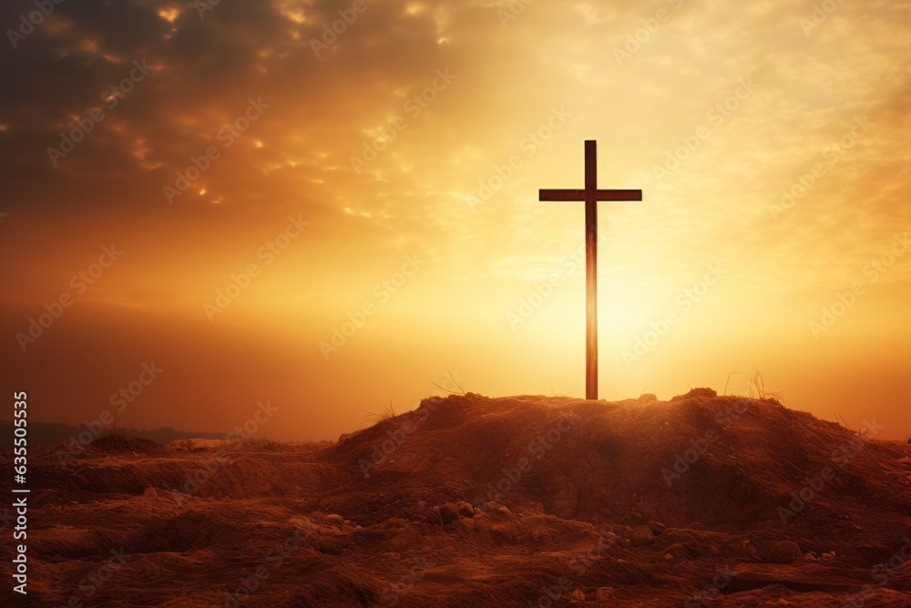 The cross as a religious symbol. Background with copy space