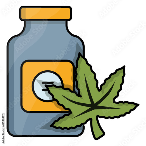 Dry leaf storage concept, dried bud container vector icon design, Cannabis and marijuana symbol, thc and cbd sign, recreational herbal drug stock illustration