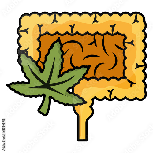 treating digestive illnesses with cannabinoid concept, Gut feelings endocannabinoid vector icon design, Cannabis and marijuana symbol, thc and cbd sign, recreational herbal drug stock illustration