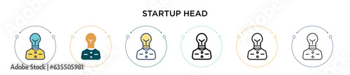 Startup head icon in filled, thin line, outline and stroke style. Vector illustration of two colored and black startup head vector icons designs can be used for mobile, ui, web