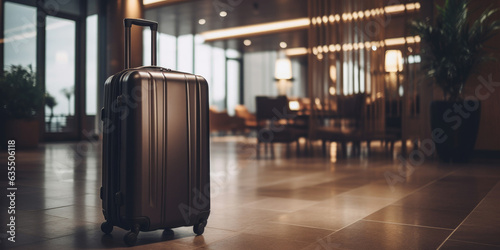 Elegant luggage or baggage in a hotel lobby