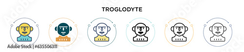 Troglodyte icon in filled, thin line, outline and stroke style. Vector illustration of two colored and black troglodyte vector icons designs can be used for mobile, ui, web