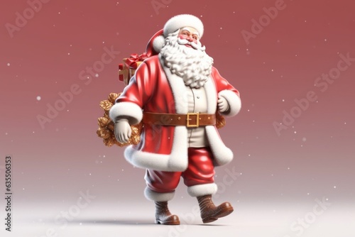 Holiday Cheer Confident Santa Claus in Elegant Costume Celebrating with Gifts. Merry christmas and new year concept