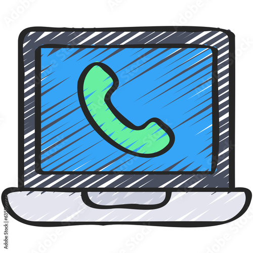 Laptop Phone Call Icon