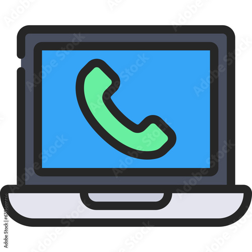 Laptop Phone Call Icon