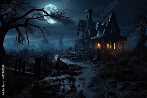 Halloween dark house background © ArtCookStudio