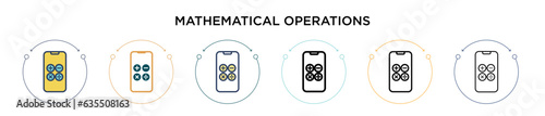 Mathematical operations icon in filled, thin line, outline and stroke style. Vector illustration of two colored and black mathematical operations vector icons designs can be used for mobile, ui, web