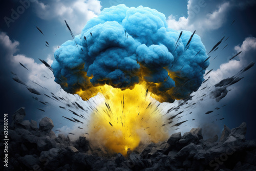 Explosion of bomb, Visual concept of war in Ukraine