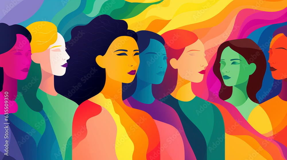 Diverse community coming together in unity and togetherness. Colorful illustration of diversity, inclusion, equality, and representation. Beauty of a multicultural, multiracial society 