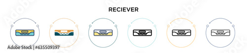 Reciever icon in filled, thin line, outline and stroke style. Vector illustration of two colored and black reciever vector icons designs can be used for mobile, ui, web