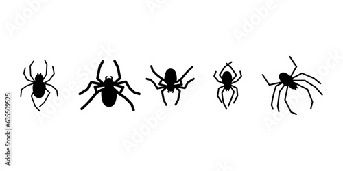 Doodle halloween scary black silhouette spider