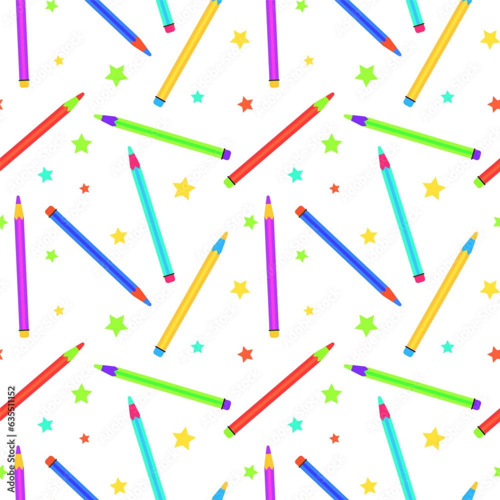 Coloured pencil seamless pattern on white background. Coloured pencil seamless pattern on white background.