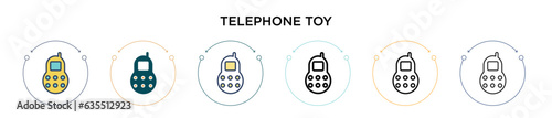 Telephone toy icon in filled, thin line, outline and stroke style. Vector illustration of two colored and black telephone toy vector icons designs can be used for mobile, ui, web