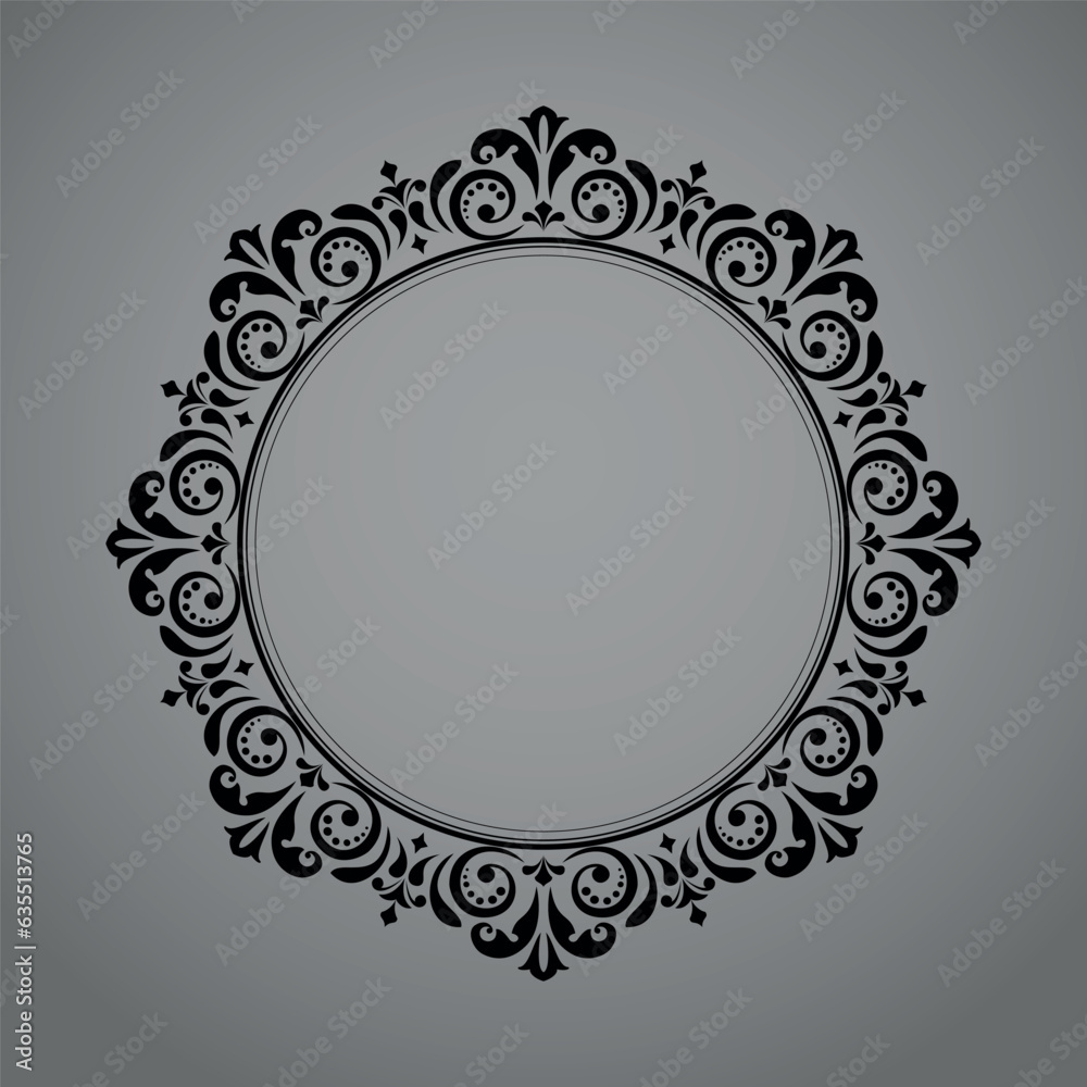 Decorative frame Elegant vector element for design in Eastern style, place for text. Floral black and gray border. Lace illustration for invitations and greeting cards Decorative frame Elegant vector element for design in Eastern style, place for text. Floral black and gray border. Lace illustration for invitations and greeting cards