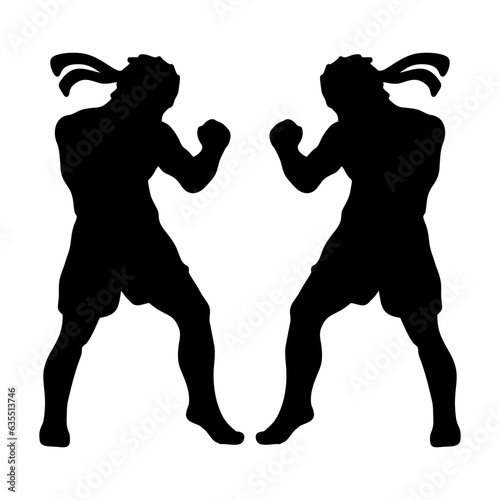 silhouettes of fights with martial arts, fists