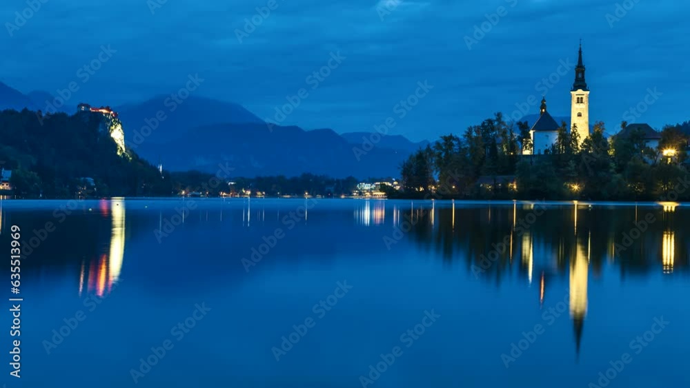 Bled lake night time lapse slovenia nature lake blad asutria.