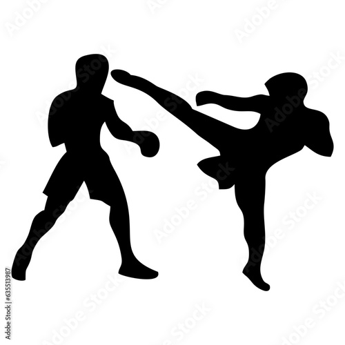 silhouettes of fights with martial arts  fists