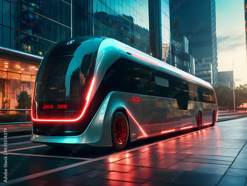 Electric bus in the city
