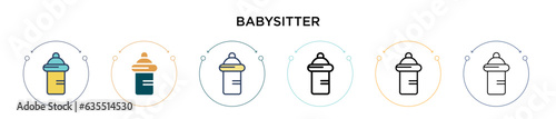 Babysitter icon in filled, thin line, outline and stroke style. Vector illustration of two colored and black babysitter vector icons designs can be used for mobile, ui, web