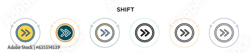 Shift icon in filled, thin line, outline and stroke style. Vector illustration of two colored and black shift vector icons designs can be used for mobile, ui, web