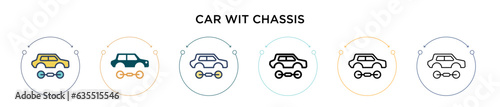 Car wit chassis icon in filled, thin line, outline and stroke style. Vector illustration of two colored and black car wit chassis vector icons designs can be used for mobile, ui, web