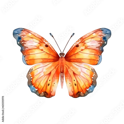 Orange butterfly isolated on white background