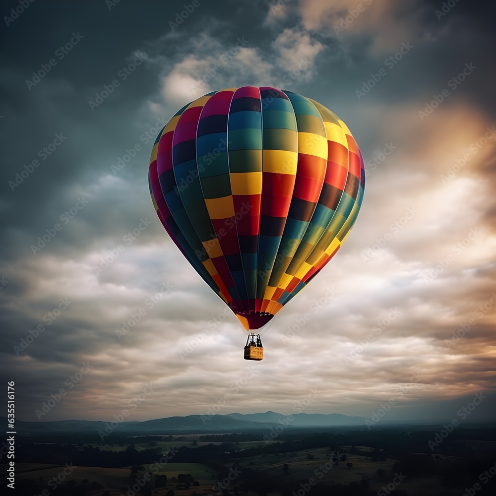 Obraz premium one hot air balloon in the sky