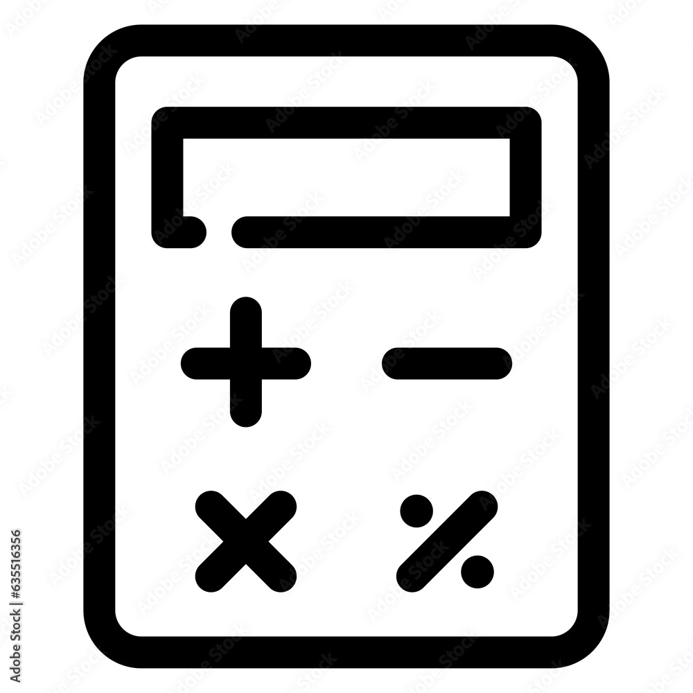 Calculator icon in line. Calc symbol in png. Transparent calculator icon. Math symbol. Finance sign - obrazy, fototapety, plakaty 