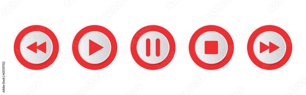 Play, Pause, Next, Previous And Stop Button Set, Multimedia Player Icon, Music Elements Design, Media Player Button, Play Back Symbol Vector Illustration Play, Pause, Next, Previous And Stop Button Set, Multimedia Player Icon, Music Elements Design, Media Player Button, Play Back Symbol Vector Illustration