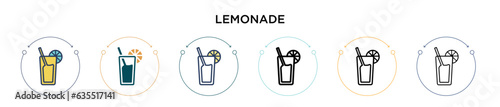 Lemonade icon in filled, thin line, outline and stroke style. Vector illustration of two colored and black lemonade vector icons designs can be used for mobile, ui, web