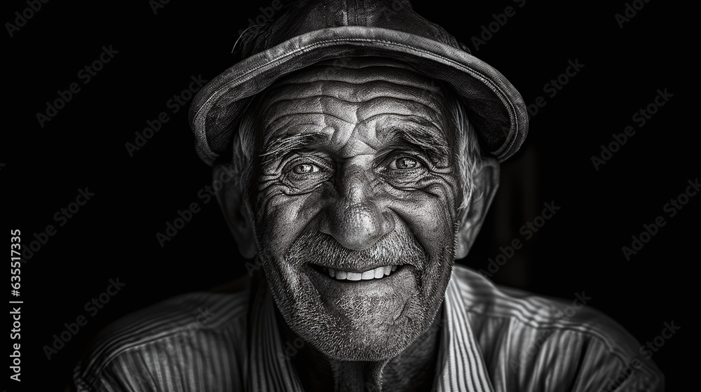 Older Man with Deep Wrinkles of Experience