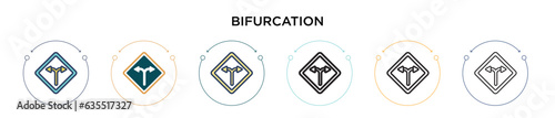 Bifurcation signal icon in filled, thin line, outline and stroke style. Vector illustration of two colored and black bifurcation signal vector icons designs can be used for mobile, ui, web