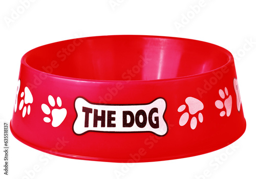 Empty pets red bowl isolated on  transparent . photo