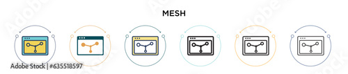 Mesh icon in filled, thin line, outline and stroke style. Vector illustration of two colored and black mesh vector icons designs can be used for mobile, ui, web
