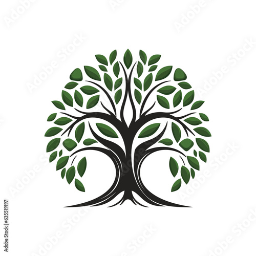 Tree logo, tree of life icon on white background. Vector illustration