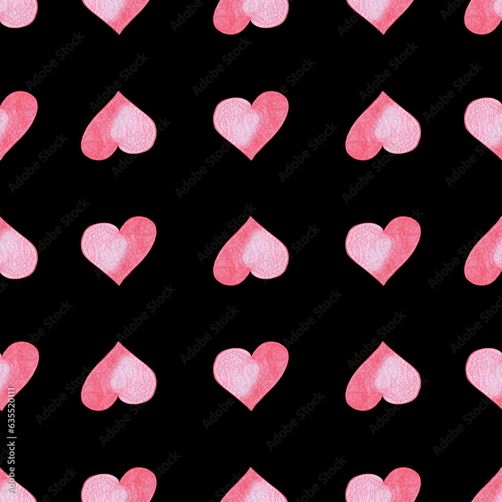 Seamless Pattern with Hearts. Hand Drawn Valentines Background. Seamless Pattern with Hearts. Hand Drawn Valentines Background.