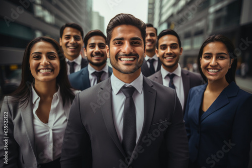 Canvas Print Group of Indian businessmen or corporate people standing for a photo
