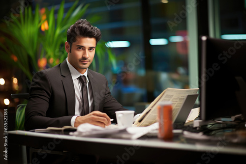 Indian handsome businessman working in the corporate office