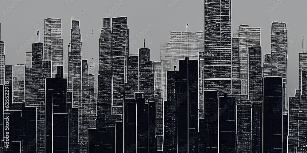 cityscape with tall skyscrapers