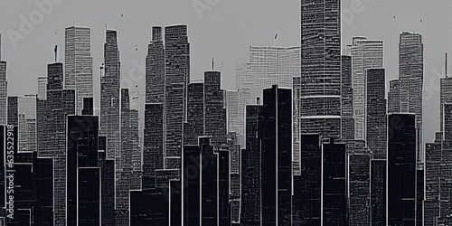 cityscape with tall skyscrapers