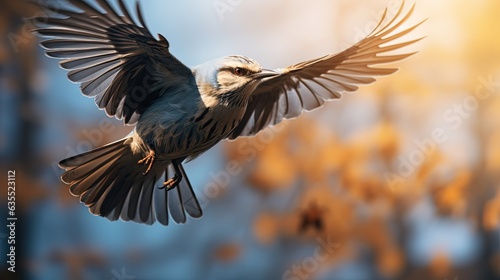 Photo mockingbird flying