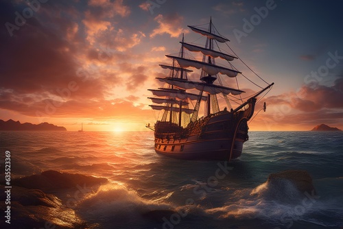 ship in the sunset made by midjeorney © 수영 김