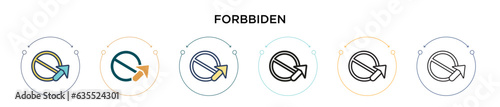Forbbiden icon in filled, thin line, outline and stroke style. Vector illustration of two colored and black forbbiden vector icons designs can be used for mobile, ui, web