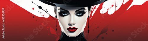 Portrait of the woman witch and vampire Halloween the evil force logo concept of guile betrayal photo