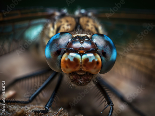 Dragonfly portrait created with Generative AI technology
