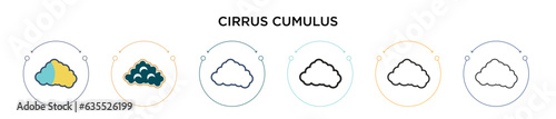 Cirrus cumulus icon in filled, thin line, outline and stroke style. Vector illustration of two colored and black cirrus cumulus vector icons designs can be used for mobile, ui, web