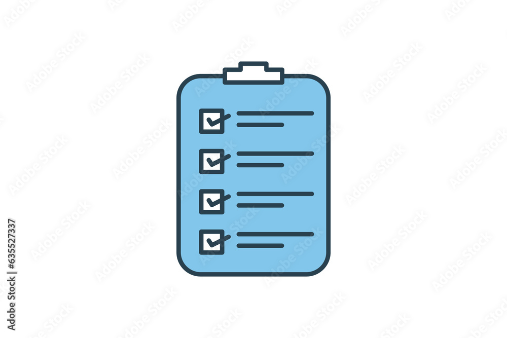 Clipboard checklist Icon. Icon related to assessment. flat line icon style. Simple vector design editable Clipboard checklist Icon. Icon related to assessment. flat line icon style. Simple vector design editable