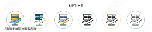 Uptime icon in filled, thin line, outline and stroke style. Vector illustration of two colored and black uptime vector icons designs can be used for mobile, ui, web