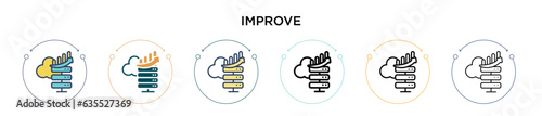 Improve icon in filled, thin line, outline and stroke style. Vector illustration of two colored and black improve vector icons designs can be used for mobile, ui, web
